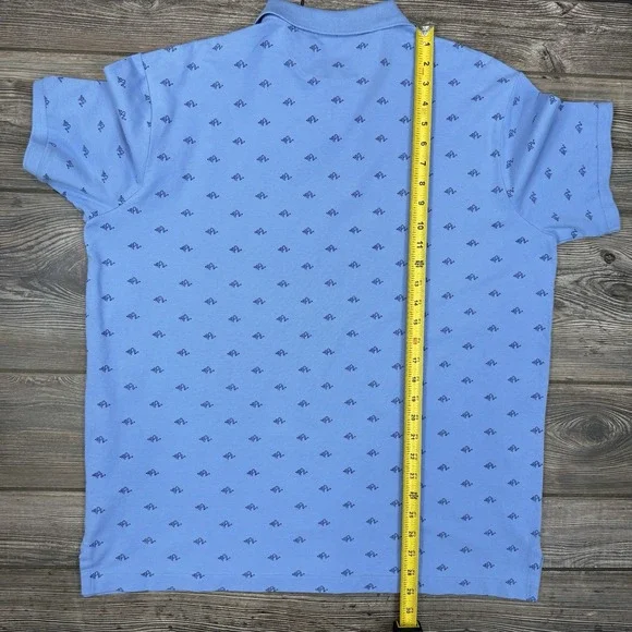 Polo Ralph Lauren Men's Classic Fit Stretch Monogram Polo‎ Shirt Blue LARGE NEW
